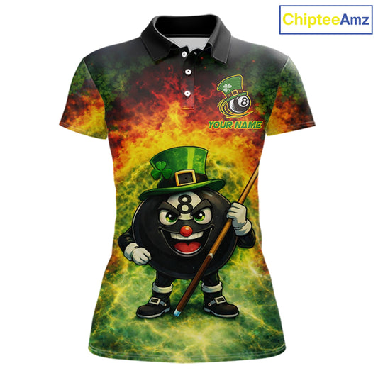 Red & Green Shamrock Thunder Funny Pool 8 Ball Women Billiard Shirt Personalized Balls Billiard Shirts NYN2653
