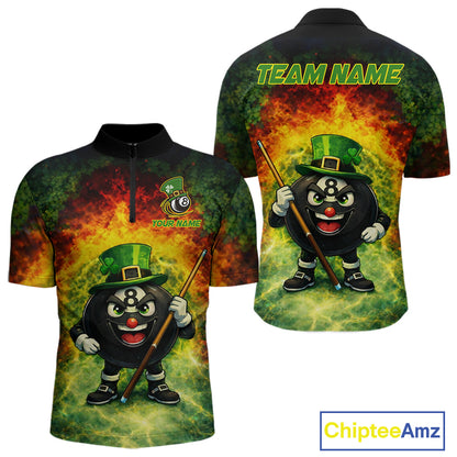 Red & Green Shamrock Thunder Funny Pool 8 Ball Men Billiard Shirt Personalized Balls Billiard Shirts NYN2653