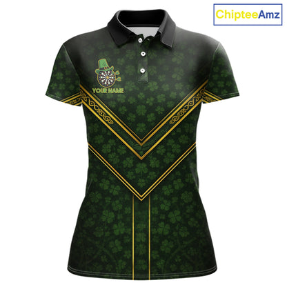 Funny Smoking Dartboard St Patrick's Day Darts Polo Shirt For Women Custom Dart League Shirt NYN2656