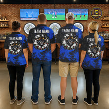 Load image into Gallery viewer, Personalized Black &amp; Grunge Crown Blue Funny Bull Cracked Darts Shirts For Men Dart Team Jerseys NYN2817