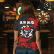 Load image into Gallery viewer, Personalized Black &amp; Grunge Red Funny Cool Dog Cracked Darts Shirts For Women Dart Team Jerseys NYN2818