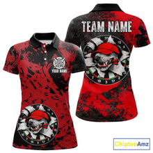 Load image into Gallery viewer, Personalized Black &amp; Grunge Red Funny Cool Dog Cracked Darts Shirts For Women Dart Team Jerseys NYN2818