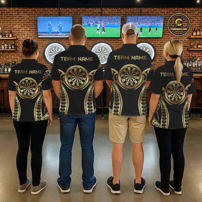 Custom Black & Light Gold Dartboard & Arrow Darts Polo & 1/4-Zip Shirts For Women  Dart Team Jerseys NYN2819