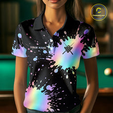 Load image into Gallery viewer, Holographic Rainbow Pool Billiard Shirts For Women Custom Flame 8 Ball Pool Billiard Team Jerseys NYN3016