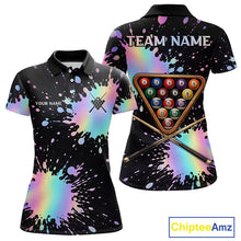 Load image into Gallery viewer, Holographic Rainbow Pool Billiard Shirts For Women Custom Flame 8 Ball Pool Billiard Team Jerseys NYN3016