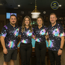 Load image into Gallery viewer, Holographic Rainbow Pool Billiard Shirts For Women Custom Flame 8 Ball Pool Billiard Team Jerseys NYN3016