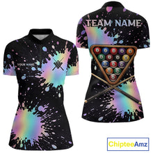 Load image into Gallery viewer, Holographic Rainbow Pool Billiard Shirts For Women Custom Flame 8 Ball Pool Billiard Team Jerseys NYN3016