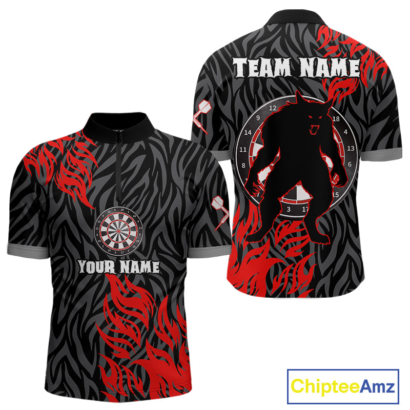 Red-Black Wolf Dartboards Custom Wolf Dart Shirt For Men, Dart Team Jerseys NYN0238
