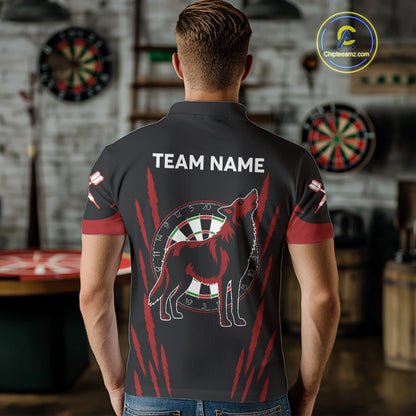Black And Red Dartboards Custom Wolf Dart Shirts For Men, Dart Team Jerseys NYN0241