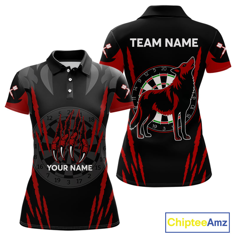 Black And Red Dartboards Custom  Wolf Dart Shirts For Women, Dart Team Jerseys NYN0241