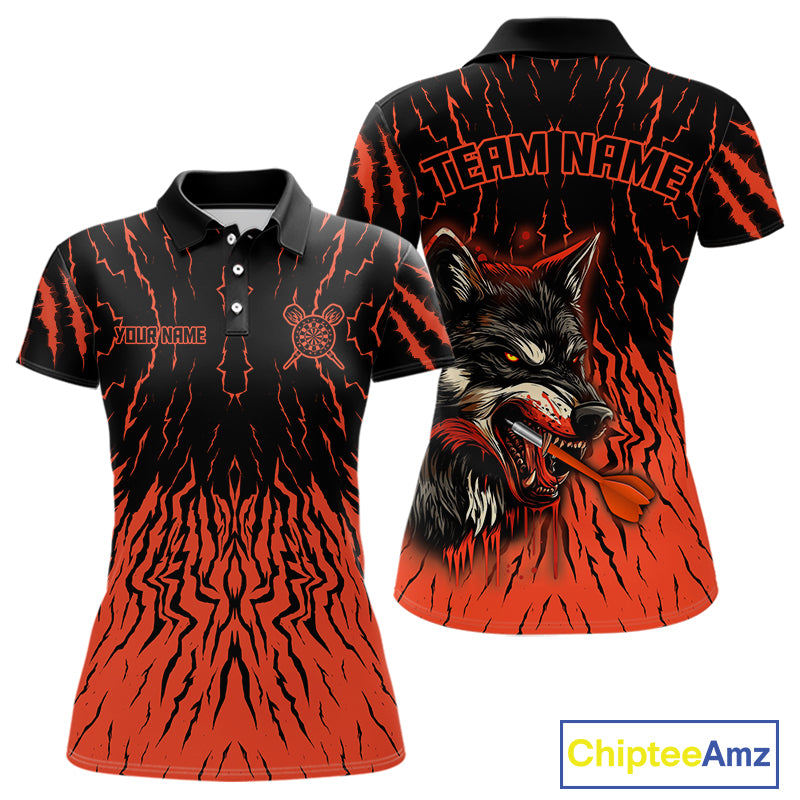 Vibrant Red-Orange Wolf Dart Arrow Shirt Custom Dart Shirt For Women, Dart Jerseys NYN0243