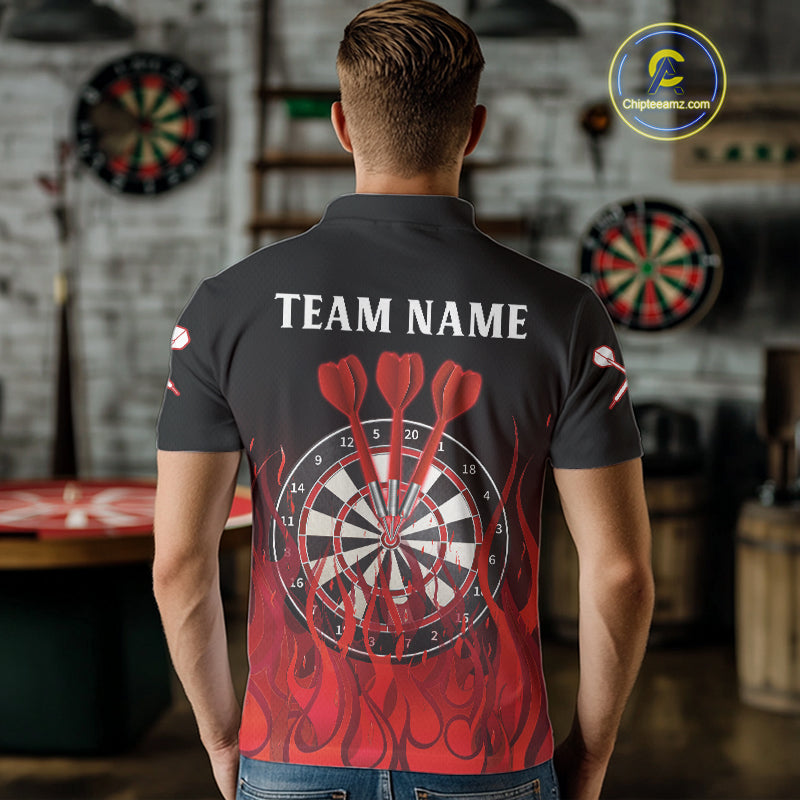 Deep Burgundy Flame Pattern Dartboard Custom Dart Shirt For Men, Dart Jerseys NYN0244
