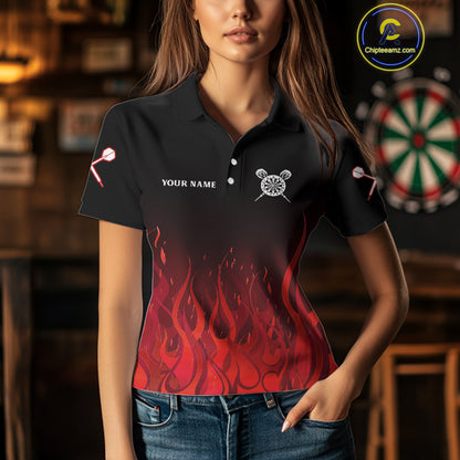 Deep Burgundy Flame Pattern Dartboard Custom Dart Shirt For Women, Dart Jerseys NYN0244
