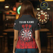 Load image into Gallery viewer, Deep Burgundy Flame Pattern Dartboard Custom Dart Shirt For Women, Dart Jerseys NYN0244