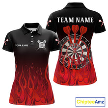 Load image into Gallery viewer, Deep Burgundy Flame Pattern Dartboard Custom Dart Shirt For Women, Dart Jerseys NYN0244