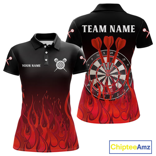 Deep Burgundy Flame Pattern Dartboard Custom Dart Shirt For Women, Dart Jerseys NYN0244