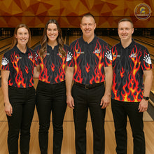 Load image into Gallery viewer, Personalized Funny Cat Firefighter Fire Flame Women Bowling Shirt Custom Team Shirts For Bowlers NYN3191