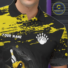 Load image into Gallery viewer, Custom Angry Bee Bowling Shirt Funny Bowling Team League Yellow Grunge Bowling Jersey For Men  NYN3193