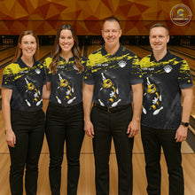 Load image into Gallery viewer, Custom Angry Bee Bowling Shirt Funny Bowling Team League Yellow Grunge Bowling Jersey For Men  NYN3193