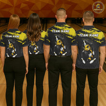 Load image into Gallery viewer, Custom Angry Bee Bowling Shirt Funny Bowling Team League Yellow Grunge Bowling Jersey For Men  NYN3193