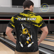 Load image into Gallery viewer, Custom Angry Bee Bowling Shirt Funny Bowling Team League Yellow Grunge Bowling Jersey For Men  NYN3193