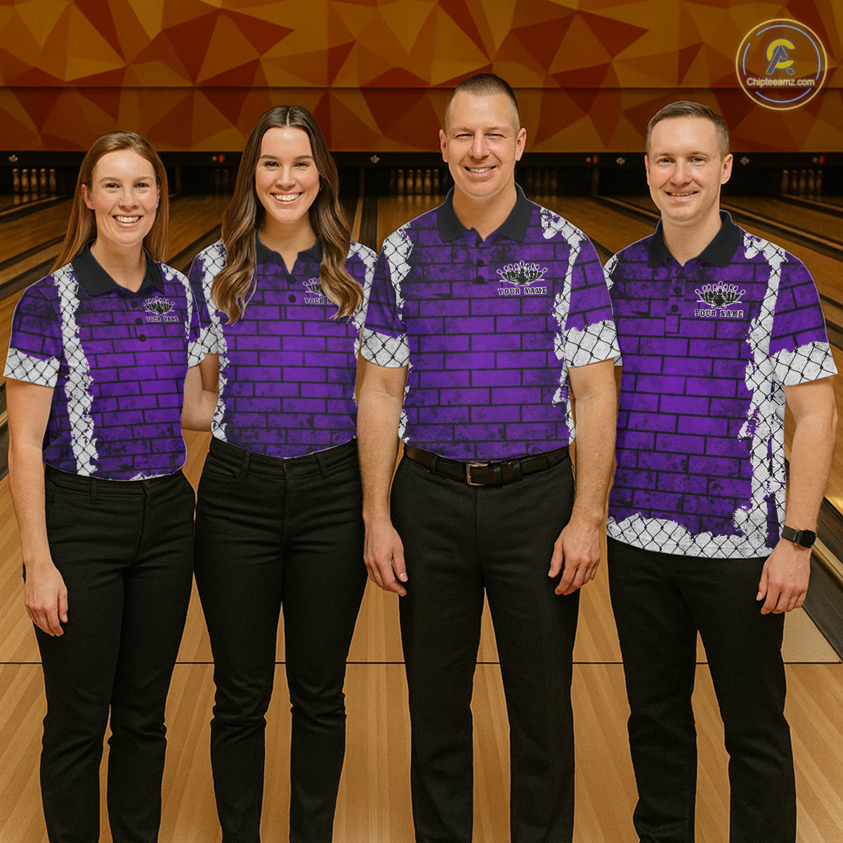 Purple Brick-Wall Fierce Bulldog Men Bowing Team Shirt Personalized Bowling Jersey For Bowlers NYN3195