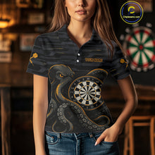 Load image into Gallery viewer, Yellow and Black Octopus Dartboard - Women's Darts Team Shirt - Custom Name For Players NYN0490