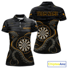 Load image into Gallery viewer, Yellow and Black Octopus Dartboard - Women's Darts Team Shirt - Custom Name For Players NYN0490