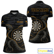 Load image into Gallery viewer, Yellow and Black Octopus Dartboard - Women's Darts Team Shirt - Custom Name For Players NYN0490