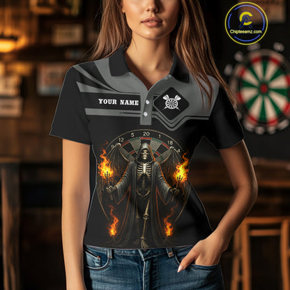 Grim Reaper With Flaming Torch Dartboard Women's Darts Shirt - Custom Name For Players NYN0493