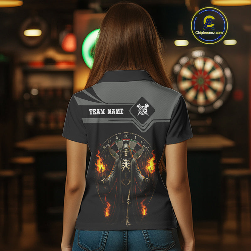 Grim Reaper With Flaming Torch Dartboard Women's Darts Shirt - Custom Name For Players NYN0493