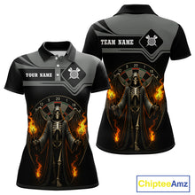 Load image into Gallery viewer, Grim Reaper With Flaming Torch Dartboard Women's Darts Shirt - Custom Name For Players NYN0493