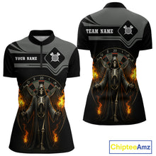 Load image into Gallery viewer, Grim Reaper With Flaming Torch Dartboard Women's Darts Shirt - Custom Name For Players NYN0493