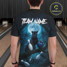 Load image into Gallery viewer, Man wearing horror panther blue moon bowling shirt custom bowling apparel