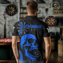 Load image into Gallery viewer, Male model wearing Black Blue Skull Darts Polo, Personalized Tournament Jersey
