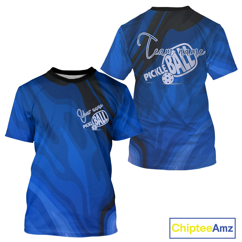 Custom Black And Blue Pickleball T-Shirt For Men, Outfit Pickleball Tournament Gifts NYN0991