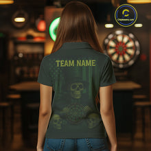 Load image into Gallery viewer, Custom Skull Shamrock Dartboard Patrick&#39;s Day Dart Polo Shirt For Women Patrick Dart Jersey NYN1359