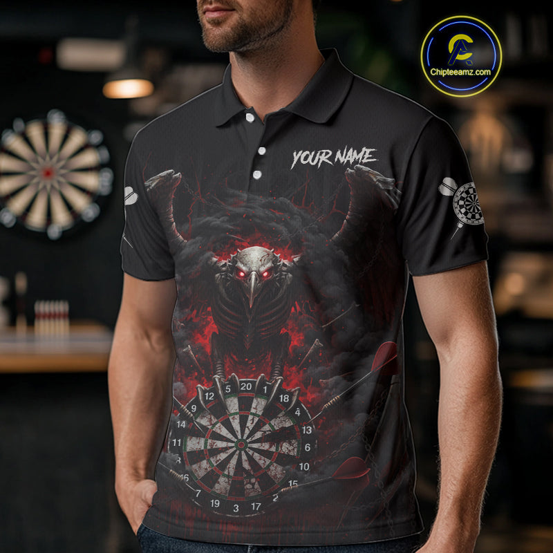 Black Smokes Eagle Chain Red Grunge Dartboard Custom Men Darts Polo Shirt Dart Jerseys NYN1907