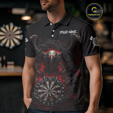 Load image into Gallery viewer, Black Smokes Eagle Chain Red Grunge Dartboard Custom Men Darts Polo Shirt Dart Jerseys NYN1907