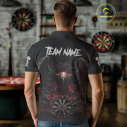 Black Smokes Eagle Chain Red Grunge Dartboard Custom Men Darts Polo Shirt Dart Jerseys NYN1907