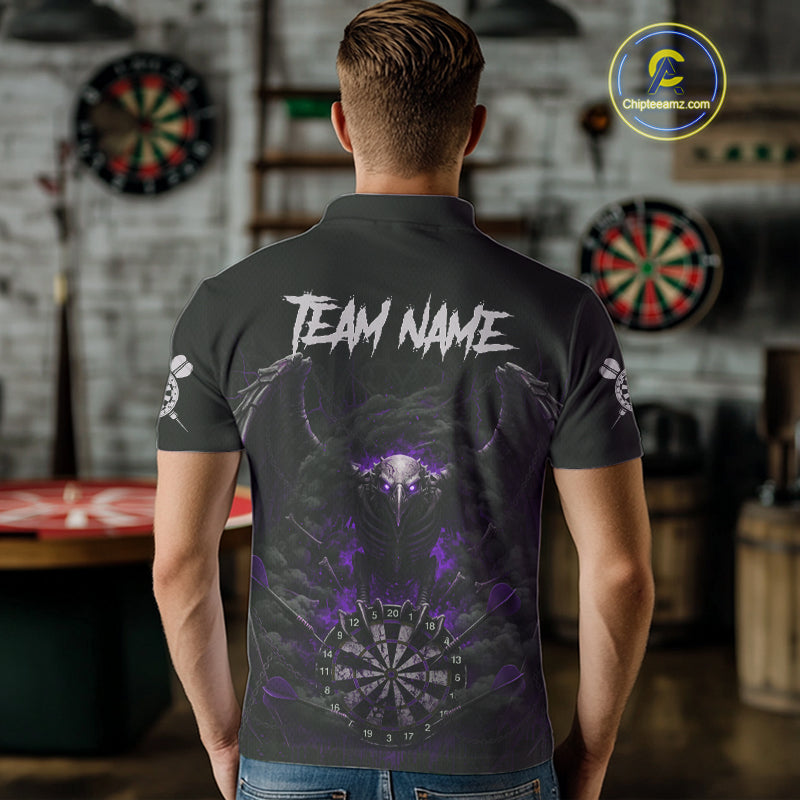 Black Smokes Eagle Chain Purple Grunge Dartboard Custom Men Darts Polo Shirt Dart Jerseys NYN1908
