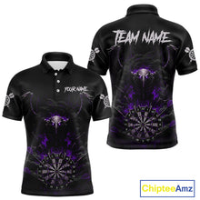 Load image into Gallery viewer, Black Smokes Eagle Chain Purple Grunge Dartboard Custom Men Darts Polo Shirt Dart Jerseys NYN1908