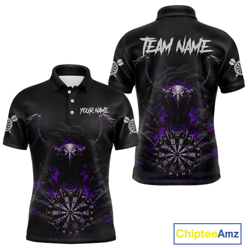 Black Smokes Eagle Chain Purple Grunge Dartboard Custom Men Darts Polo Shirt Dart Jerseys NYN1908