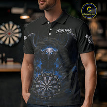 Load image into Gallery viewer, Black Smokes Eagle Chain Blue Grunge Dartboard Custom Men Darts Polo Shirt Dart Jerseys NYN1909