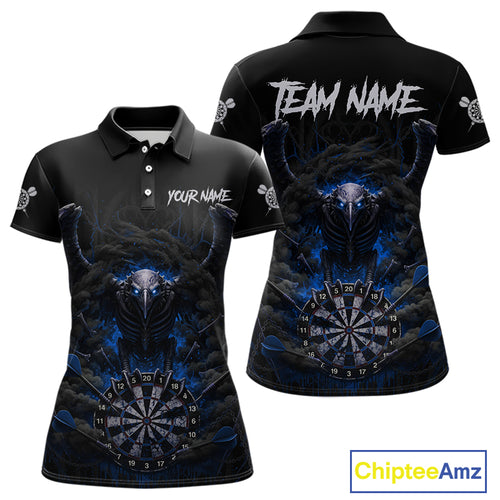 Black Smokes Eagle Chain Blue Grunge Dartboard Custom Women Darts Polo Shirt Dart Jerseys NYN1909