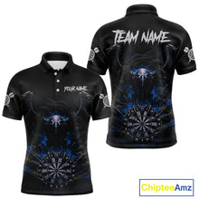 Load image into Gallery viewer, Black Smokes Eagle Chain Blue Grunge Dartboard Custom Men Darts Polo Shirt Dart Jerseys NYN1909