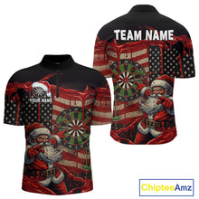 Load image into Gallery viewer, Custom Santa Dripping Dartboard Christmas Men Darts Quarter-Zip Shirt US Flag Xmas Dart Jerseys NYN1912
