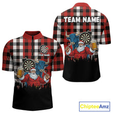 Load image into Gallery viewer, Custom Funny Santa &amp; Bull Beer Dartboard Christmas Men Darts Quarter-Zip Shirt Xmas Dart Jerseys NYN1913