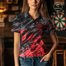 Load image into Gallery viewer, Custom Streaks Red And Grey Skull Women Darts Polo Team Shirt Skull Dart League Jerseys NYN2179