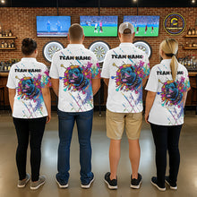 Load image into Gallery viewer, Custom Red Grim Reaper Grunge Black Dart Polo Shirts For Women Skull Dart League Jerseys NYN2182